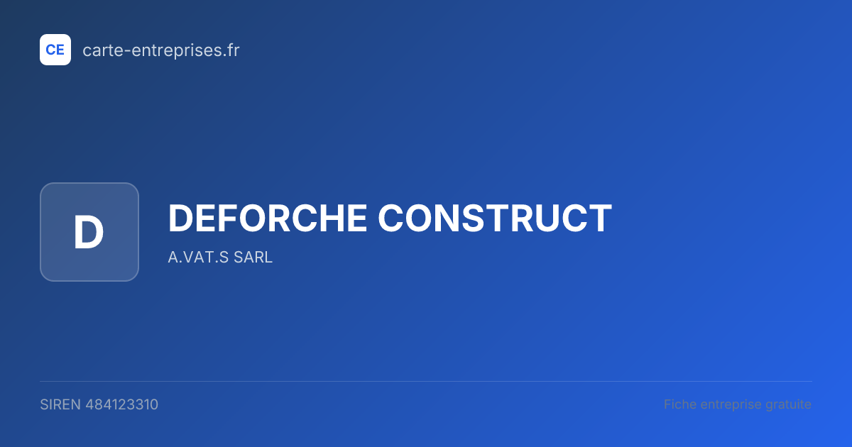 DEFORCHE CONSTRUCT — 484123310 — fiche entreprise