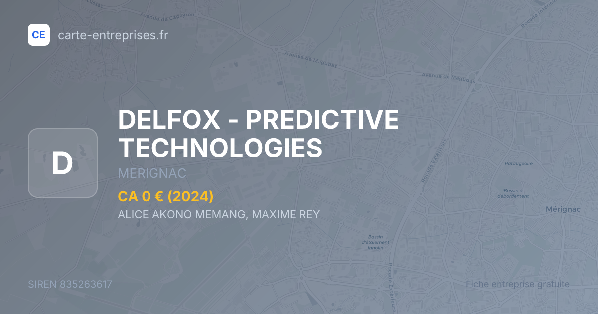DELFOX - PREDICTIVE TECHNOLOGIES — 835263617 — fiche entreprise
