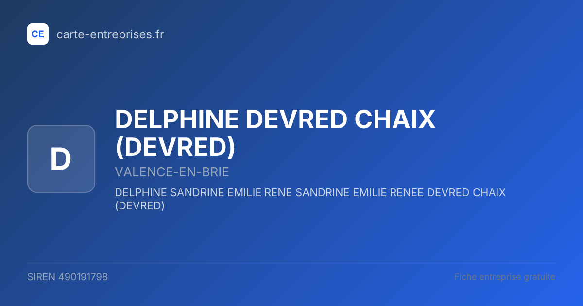 DELPHINE DEVRED CHAIX (DEVRED) — 490191798 — fiche entreprise