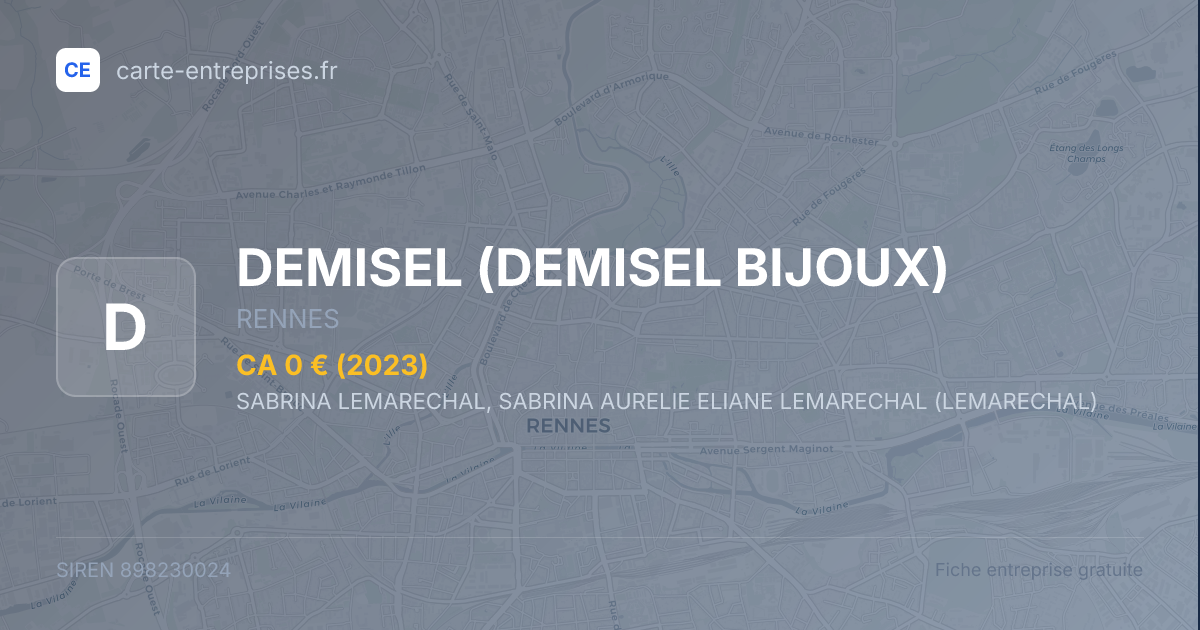 DEMISEL (DEMISEL BIJOUX) — 898230024 — fiche entreprise