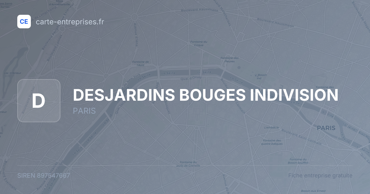 DESJARDINS BOUGES INDIVISION — 897547667 — fiche entreprise