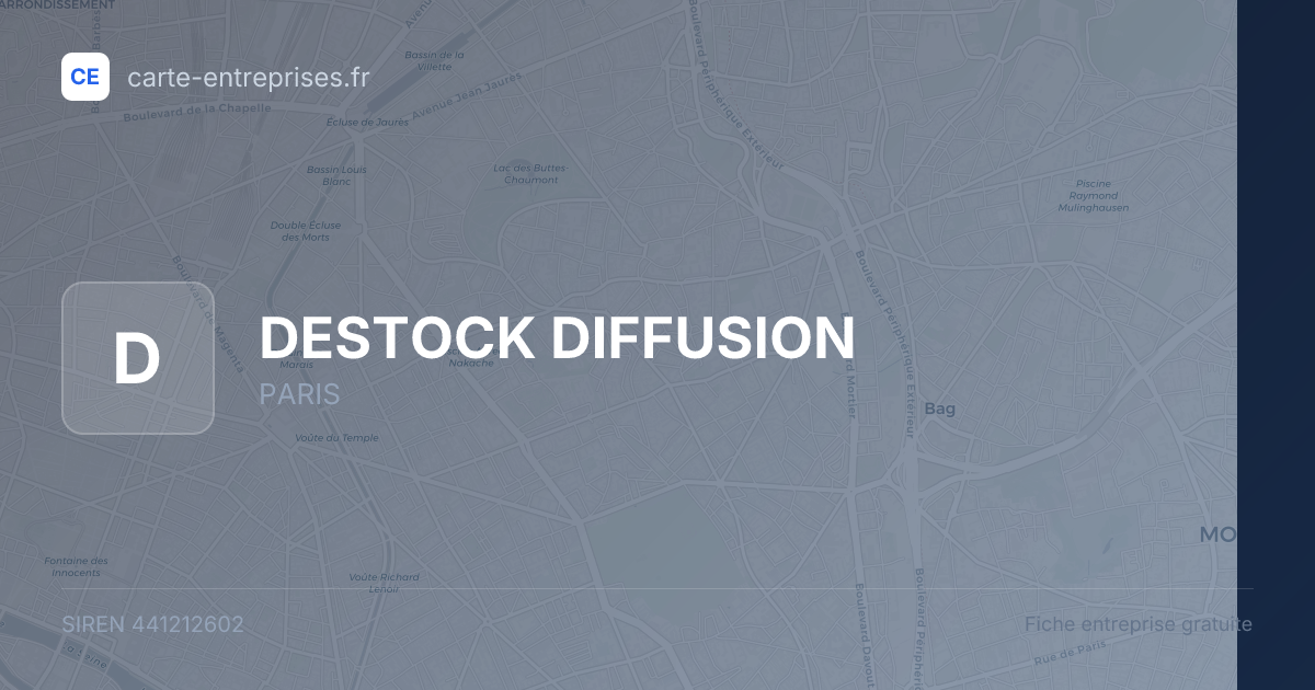 DESTOCK DIFFUSION — 441212602 — fiche entreprise