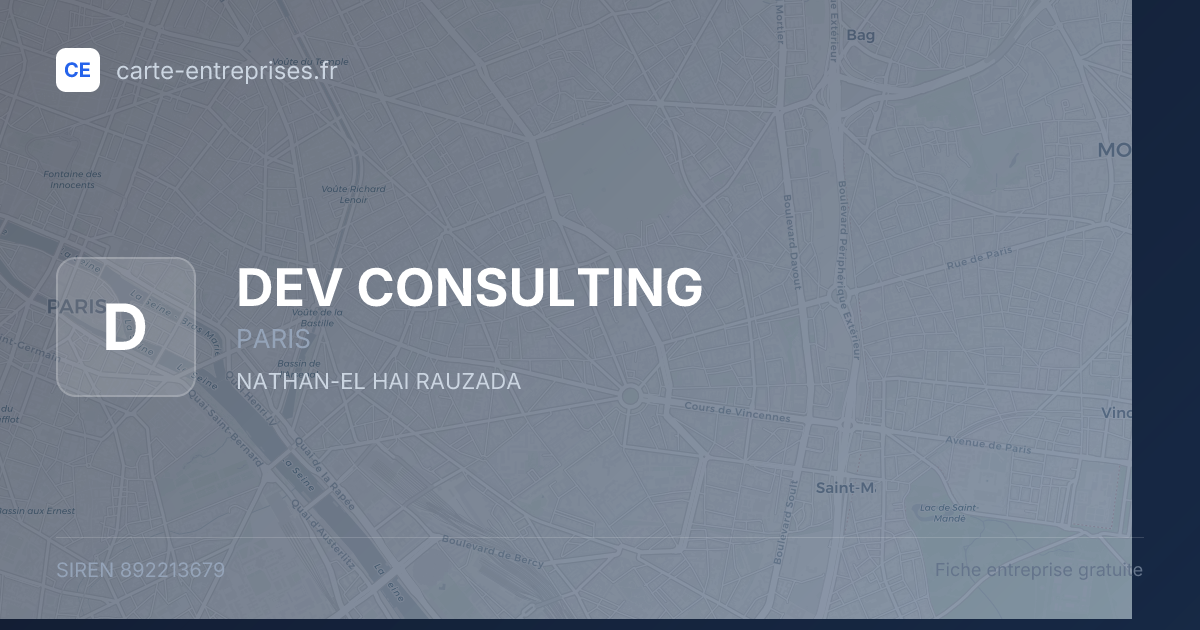 DEV CONSULTING — 892213679 — fiche entreprise
