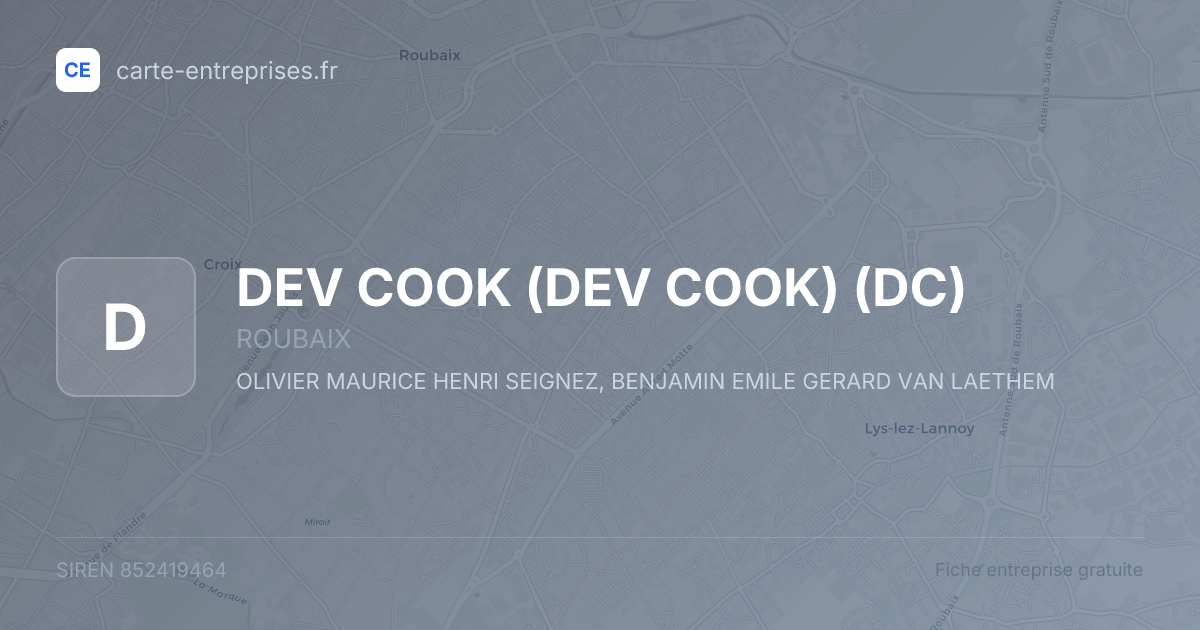 DEV COOK (DEV COOK) (DC) — 852419464 — fiche entreprise