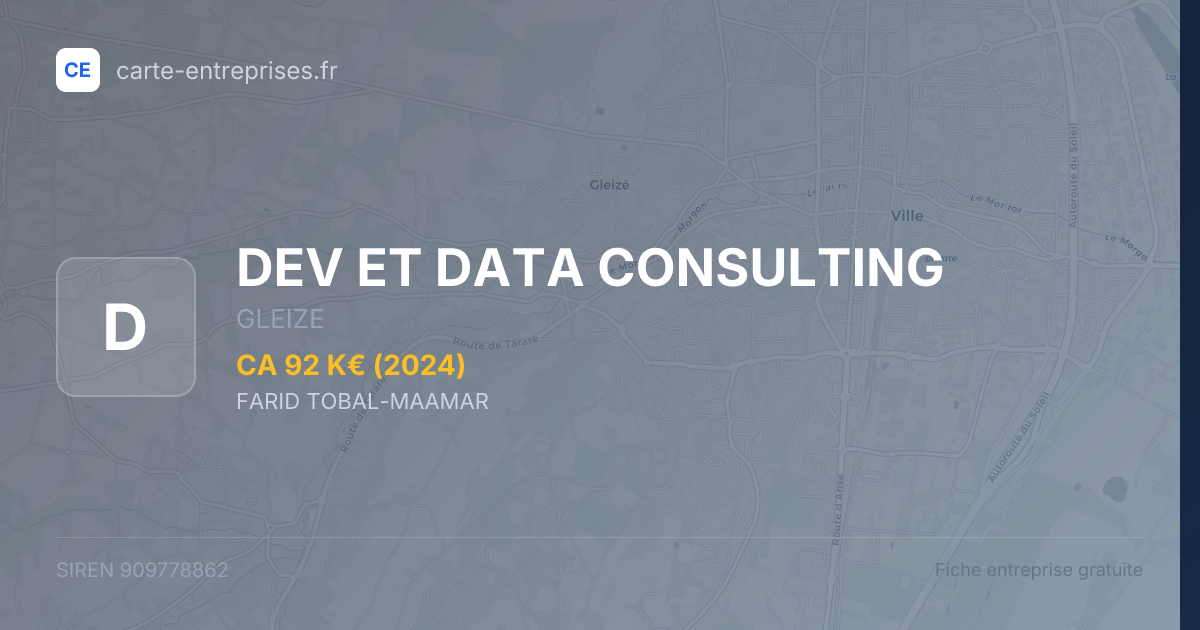 DEV ET DATA CONSULTING — 909778862 — fiche entreprise