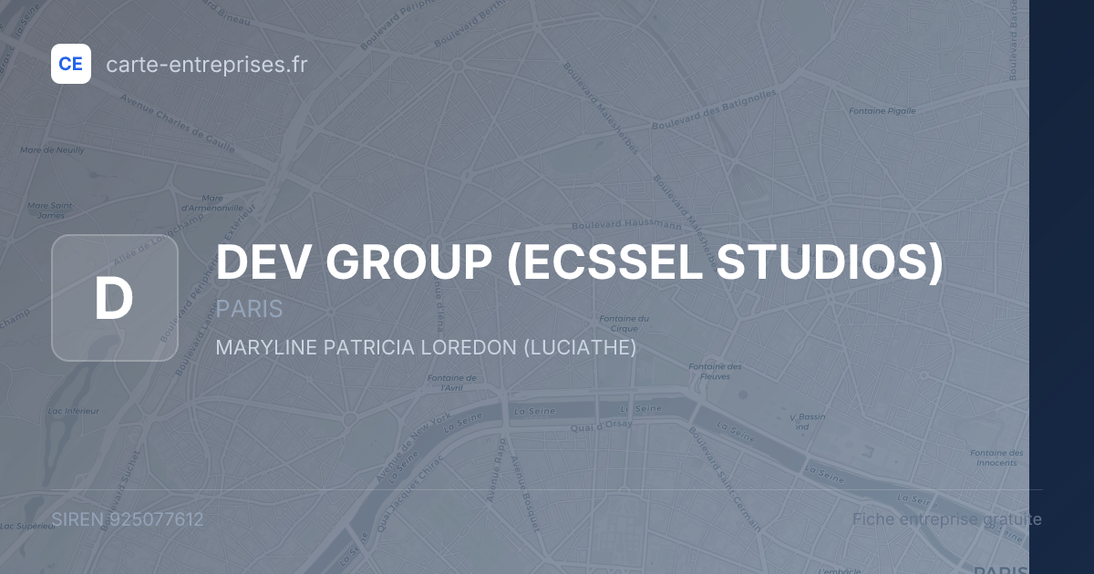 DEV GROUP (ECSSEL STUDIOS) — 925077612 — fiche entreprise
