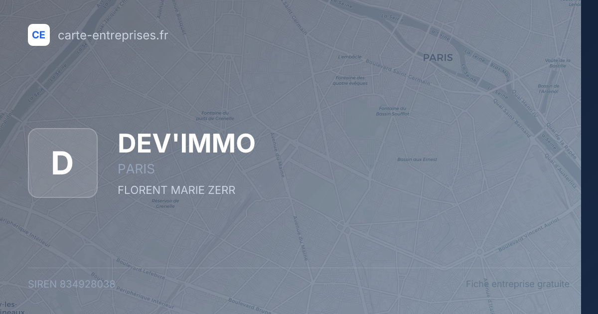 DEV'IMMO — 834928038 — fiche entreprise
