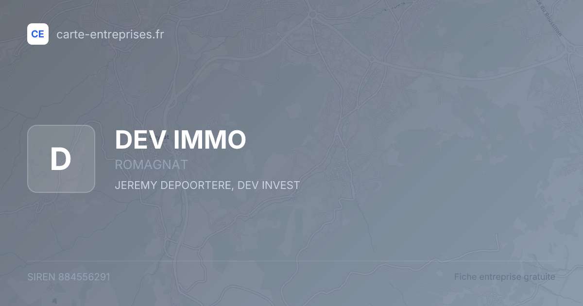DEV IMMO — 884556291 — fiche entreprise