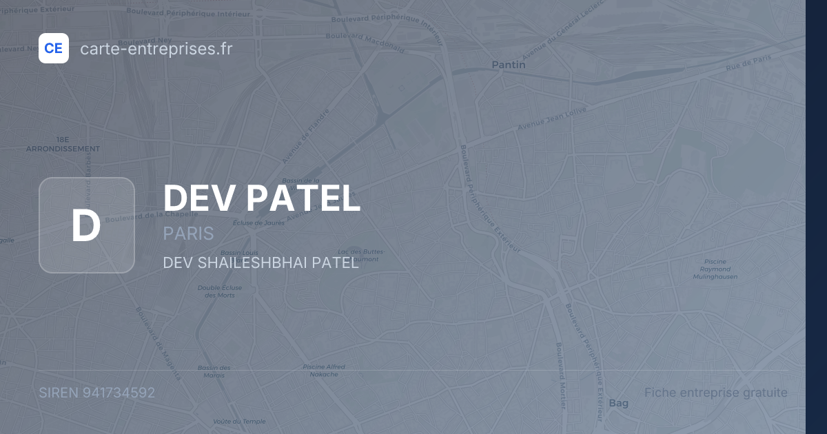 DEV PATEL — 941734592 — fiche entreprise