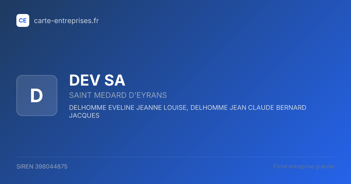 DEV SA — 398044875 — fiche entreprise