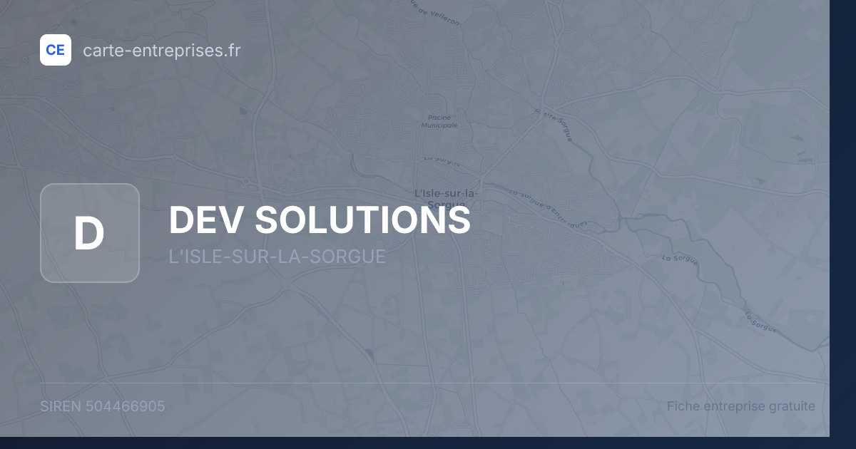 DEV SOLUTIONS — 504466905 — fiche entreprise