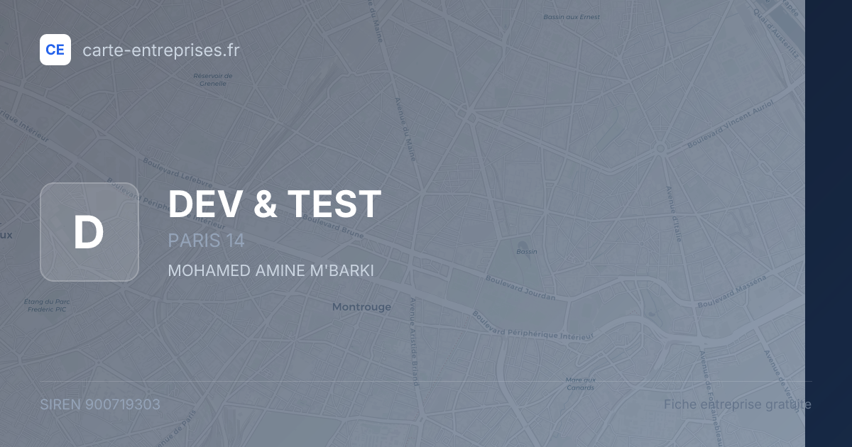 DEV & TEST — 900719303 — fiche entreprise
