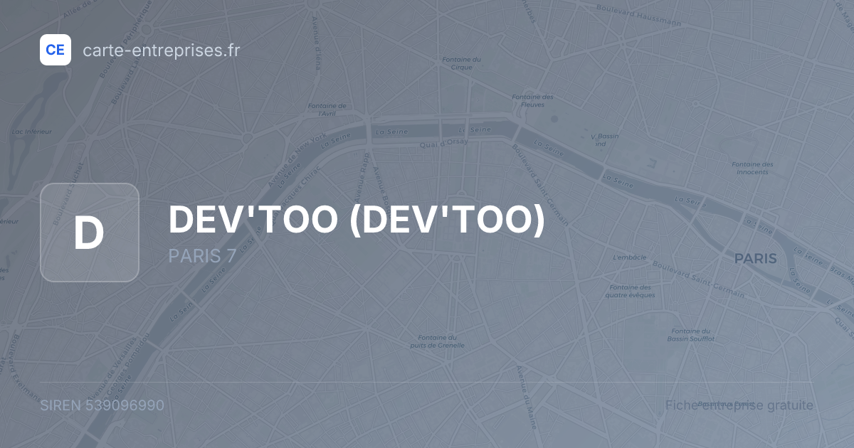 DEV'TOO — 539096990 — fiche entreprise