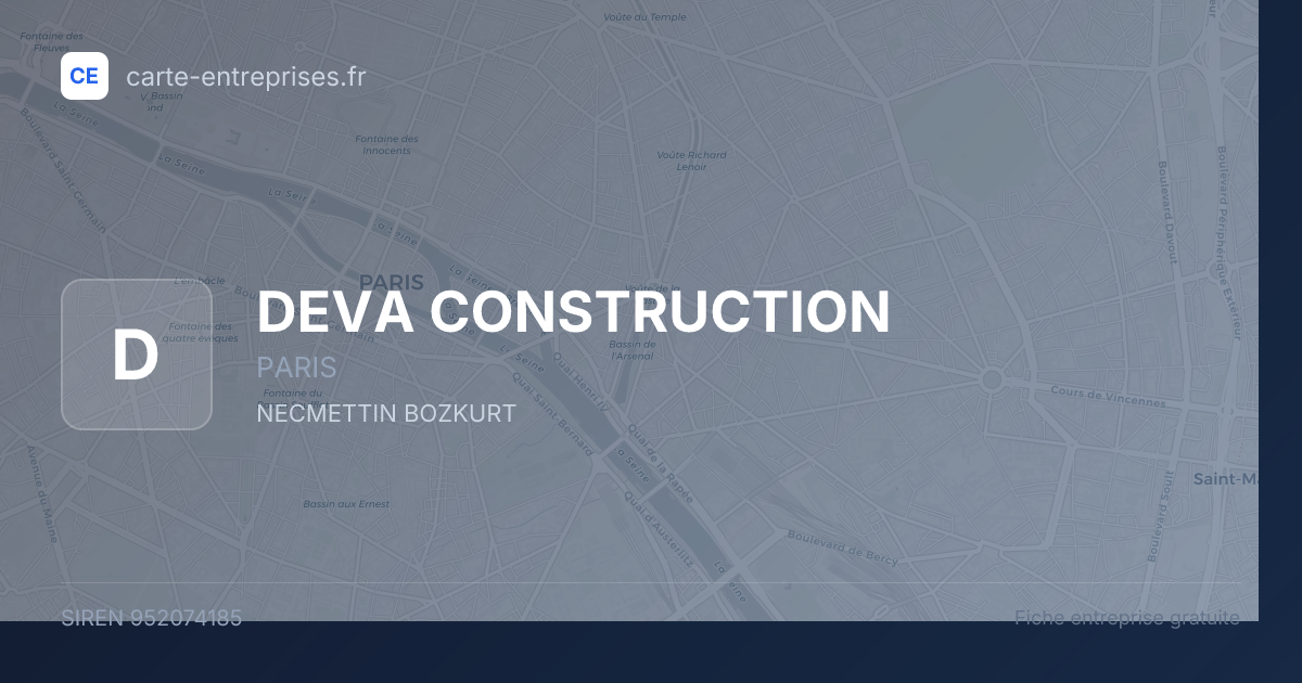 DEVA CONSTRUCTION — 952074185 — fiche entreprise