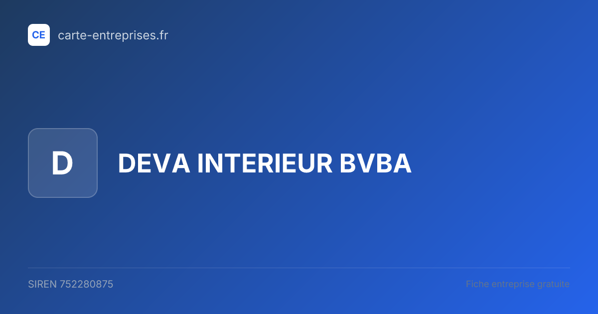 DEVA INTERIEUR BVBA — 752280875 — fiche entreprise