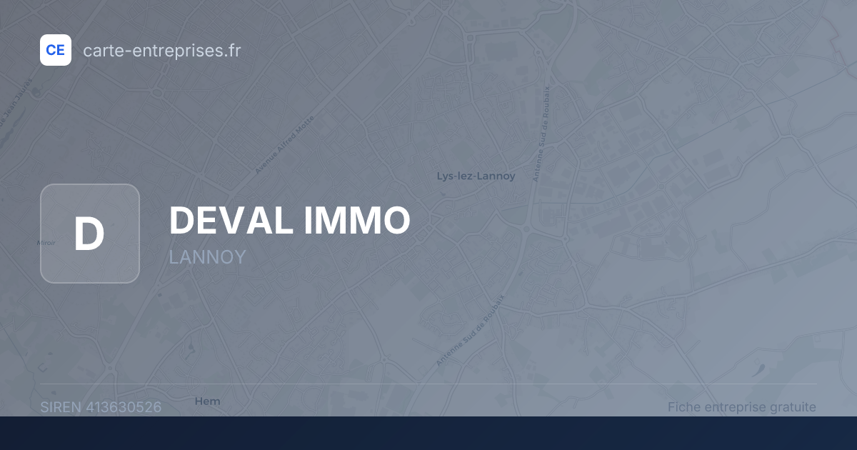 DEVAL IMMO — 413630526 — fiche entreprise