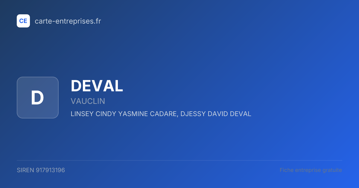 DEVAL — 917913196 — fiche entreprise