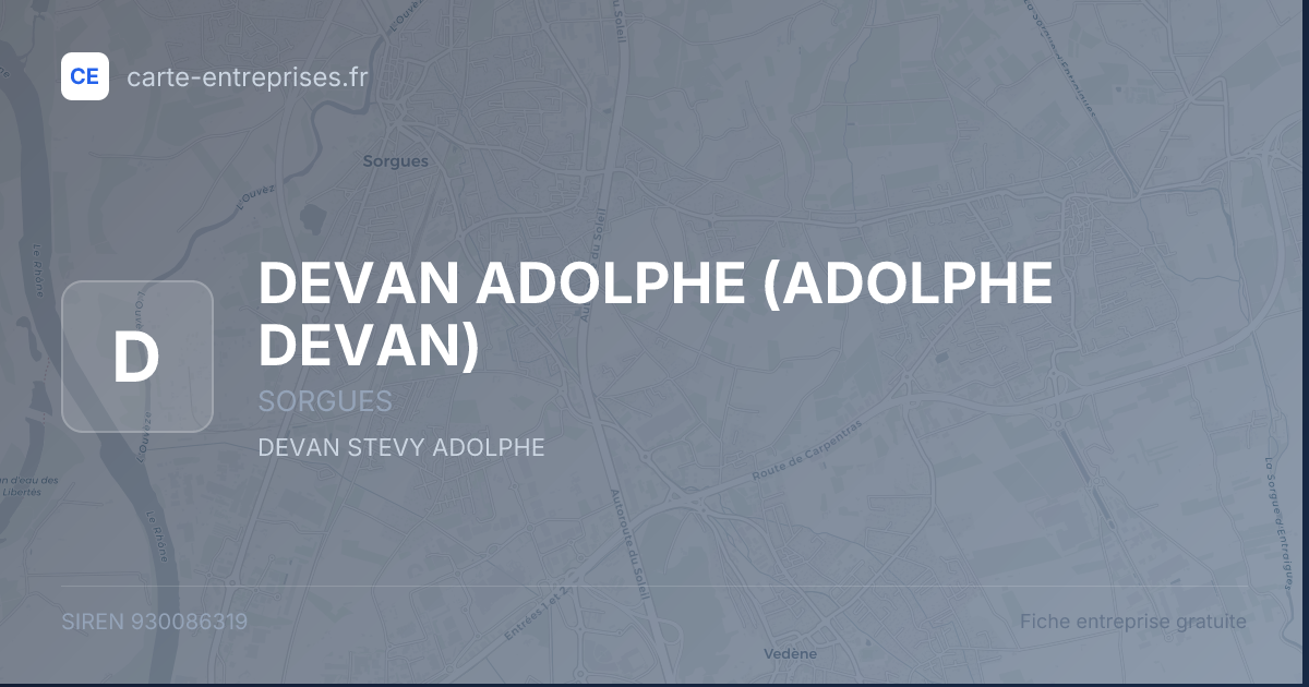DEVAN ADOLPHE (ADOLPHE DEVAN) — 930086319 — fiche entreprise