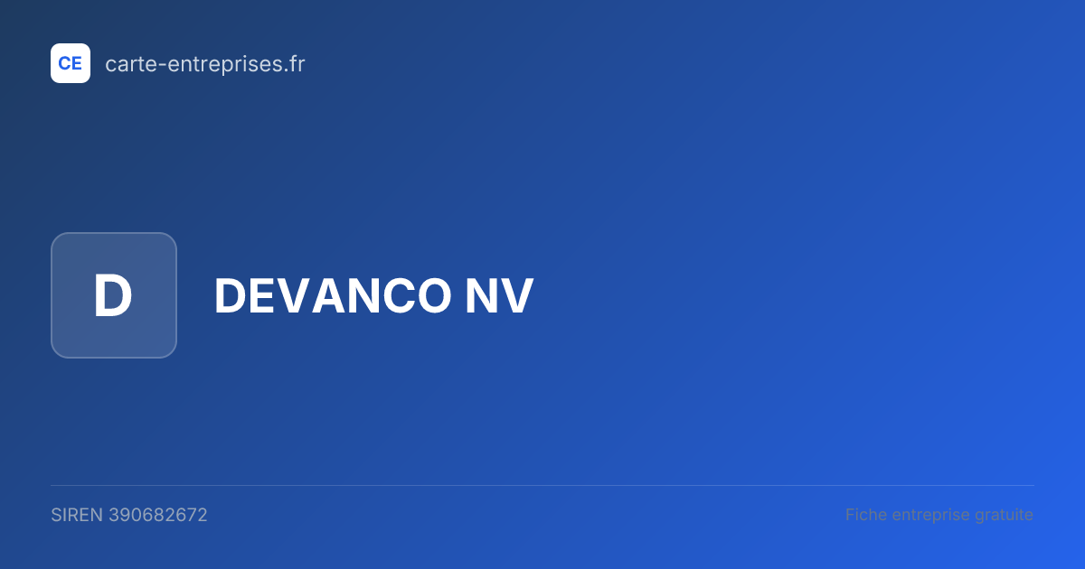 DEVANCO NV — 390682672 — fiche entreprise