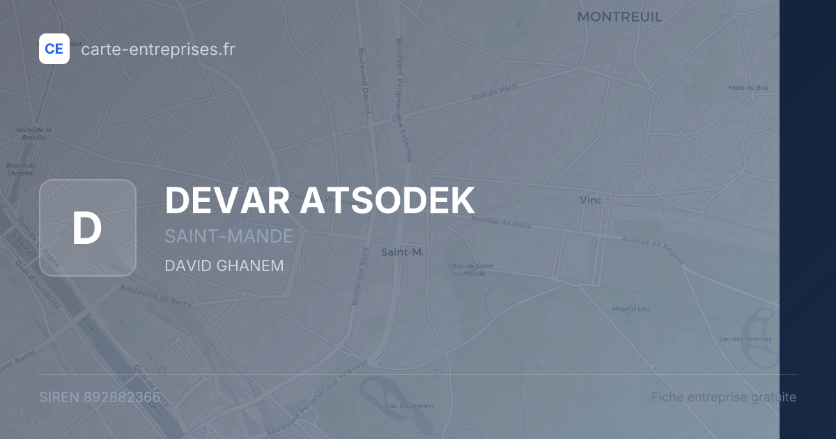DEVAR ATSODEK — 892882366 — fiche entreprise