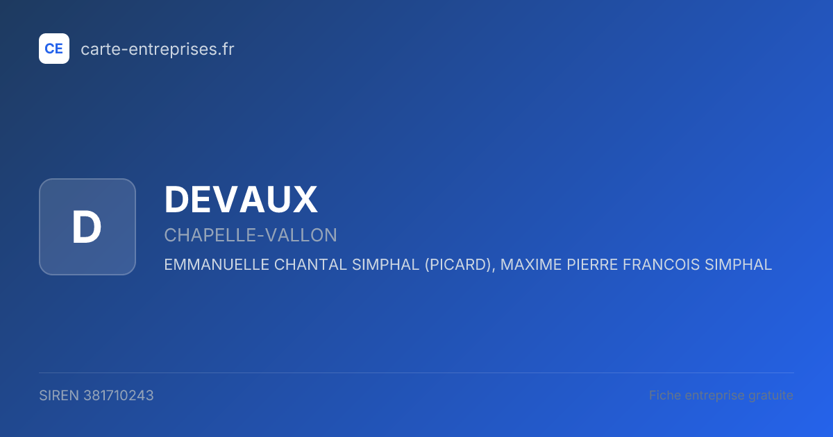 DEVAUX — 381710243 — fiche entreprise
