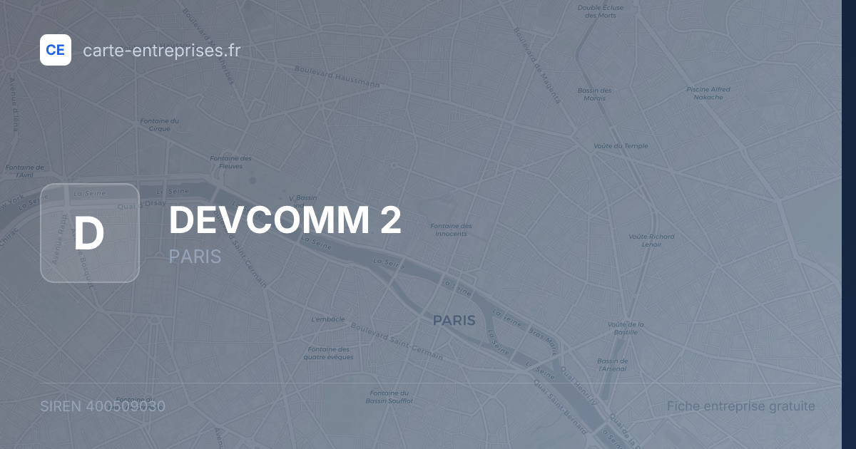 DEVCOMM 2 — 400509030 — fiche entreprise