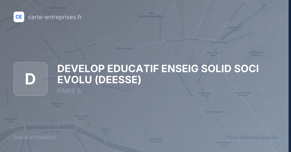 DEVELOP EDUCATIF ENSEIG SOLID SOCI EVOLU (DEESSE) — 428588925 — fiche entreprise