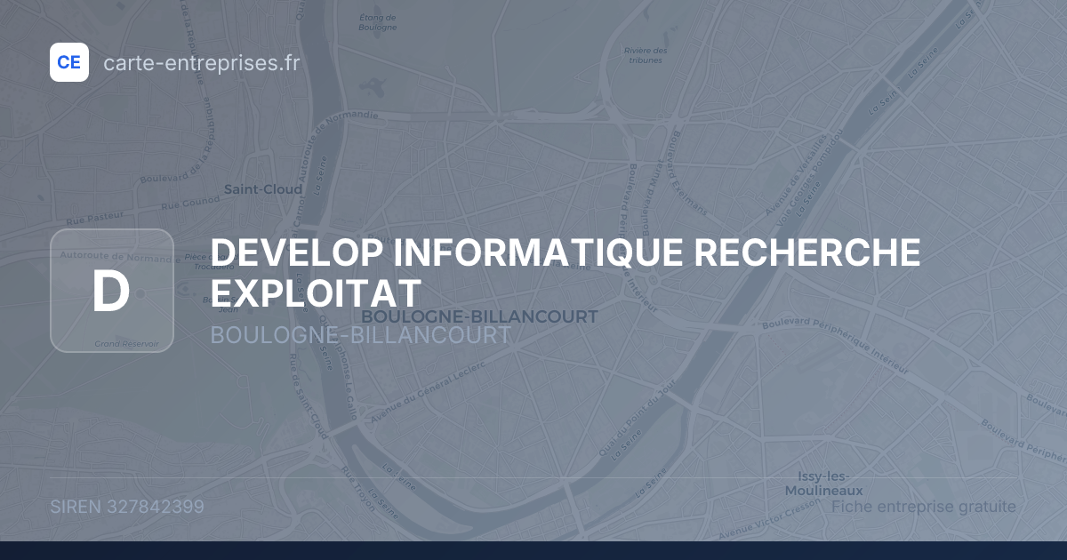 DEVELOP INFORMATIQUE RECHERCHE EXPLOITAT — 327842399 — fiche entreprise