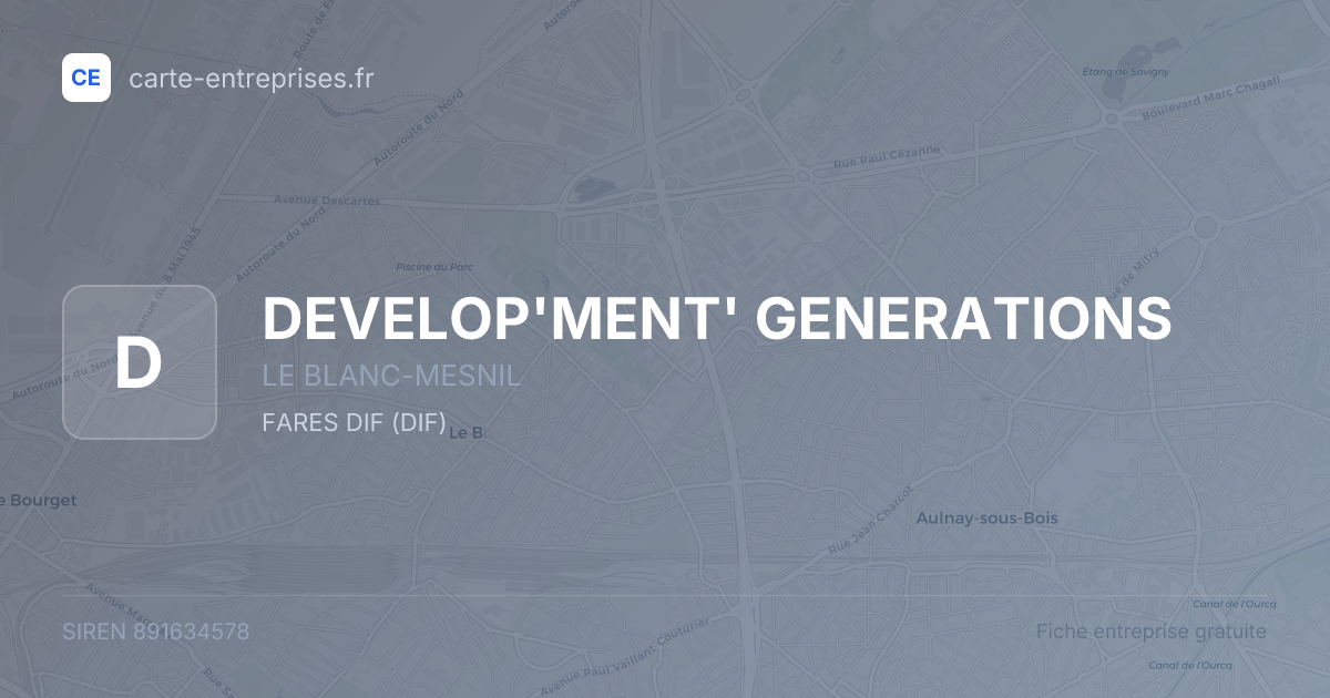 DEVELOP'MENT' GENERATIONS — 891634578 — fiche entreprise