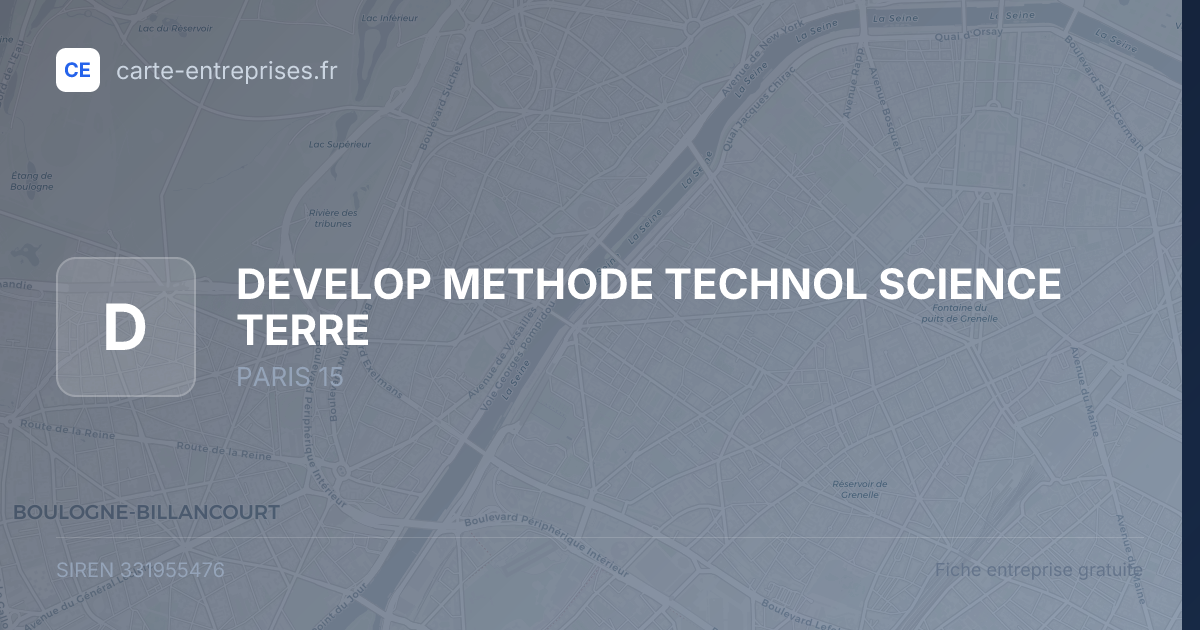 DEVELOP METHODE TECHNOL SCIENCE TERRE — 331955476 — fiche entreprise