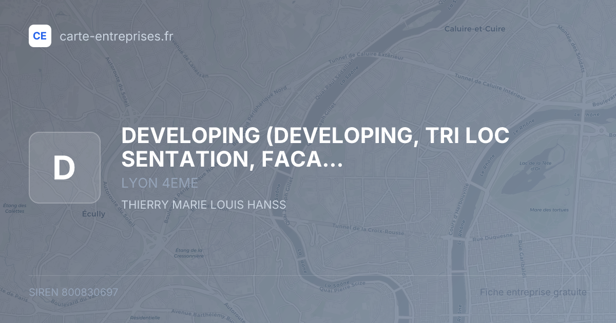 DEVELOPING (DEVELOPING, TRI LOC SENTATION, FACADING) — 800830697 — fiche entreprise