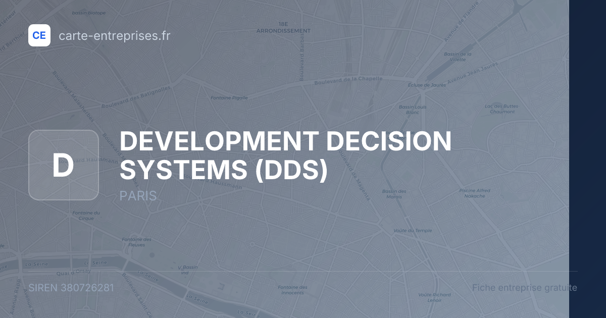 DEVELOPMENT DECISION SYSTEMS (DDS) — 380726281 — fiche entreprise