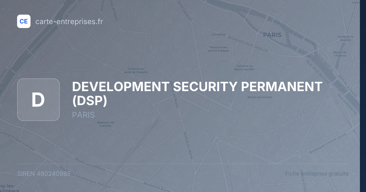 DEVELOPMENT SECURITY PERMANENT (DSP) — 480240985 — fiche entreprise
