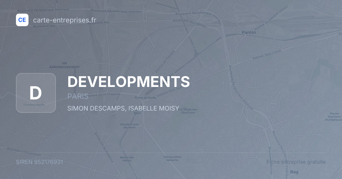 DEVELOPMENTS — 952176931 — fiche entreprise