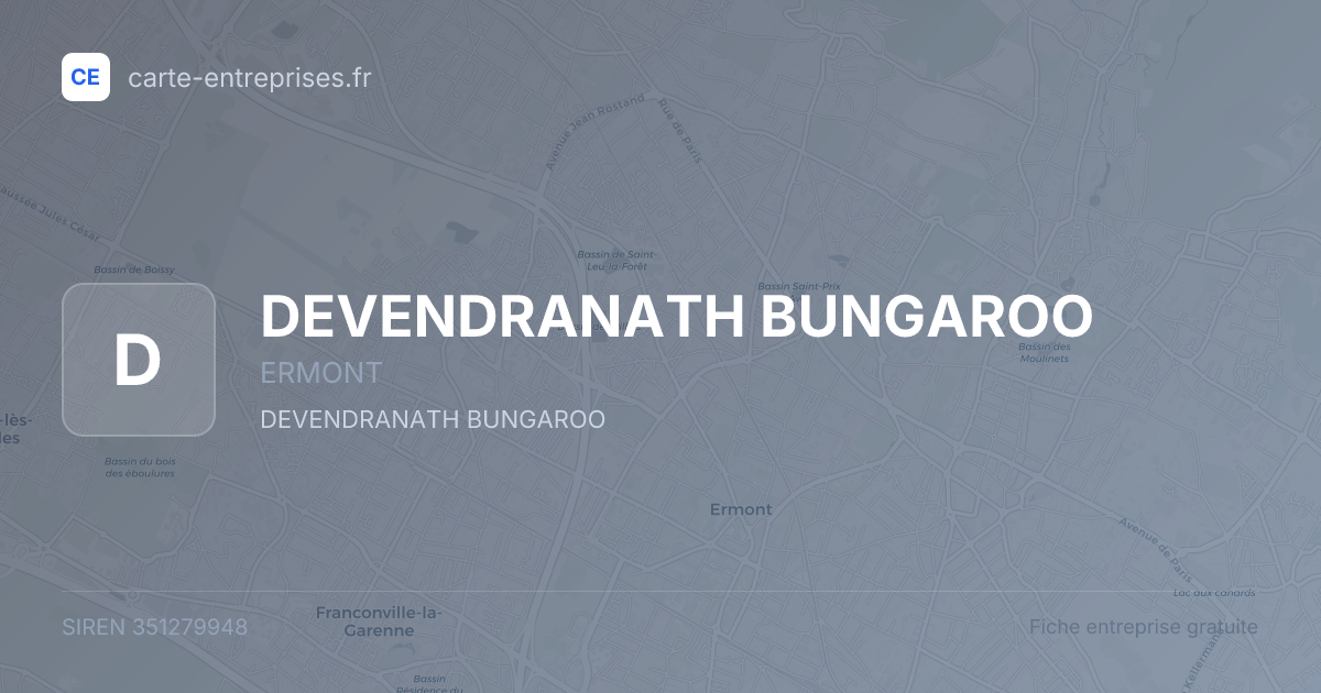 DEVENDRANATH BUNGAROO — 351279948 — fiche entreprise