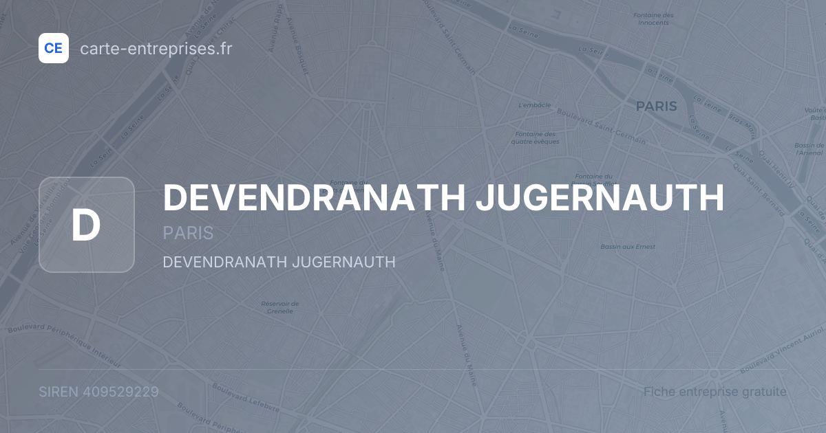 DEVENDRANATH JUGERNAUTH — 409529229 — fiche entreprise