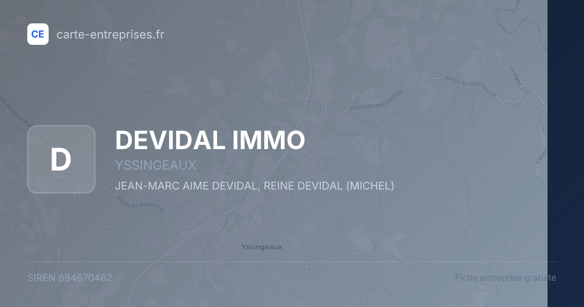 DEVIDAL IMMO — 894670462 — fiche entreprise