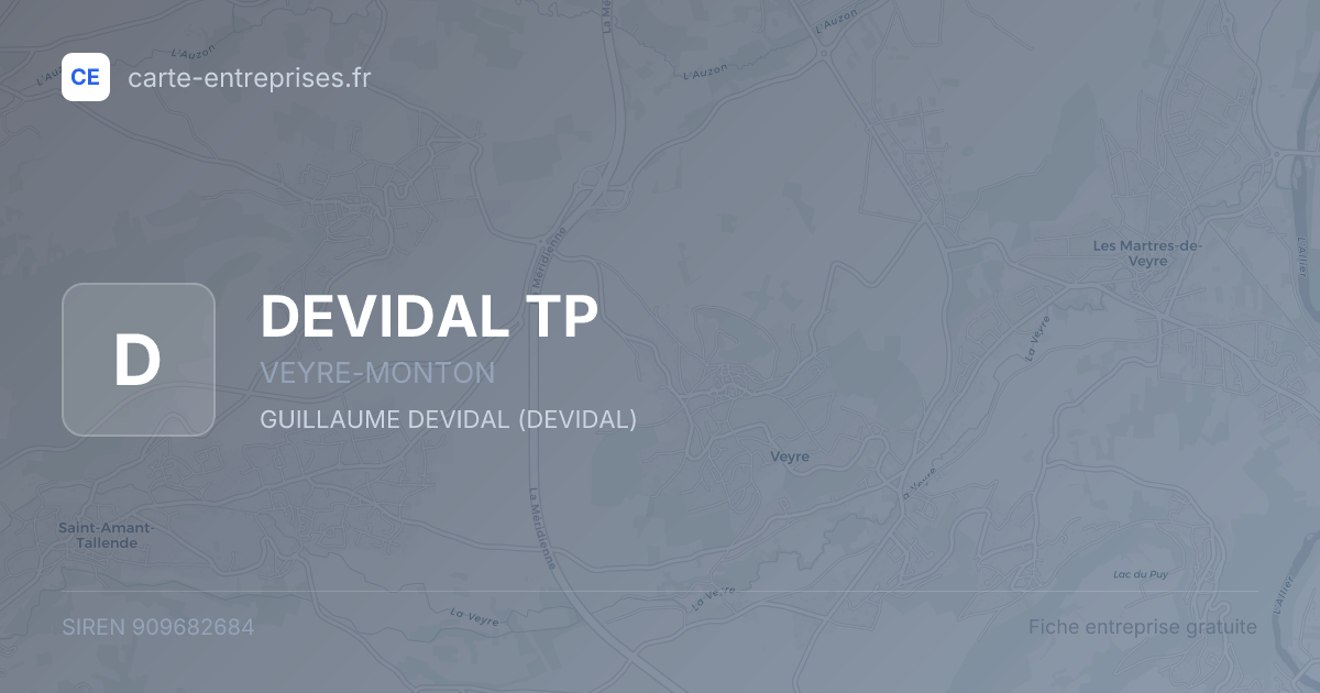 DEVIDAL TP — 909682684 — fiche entreprise