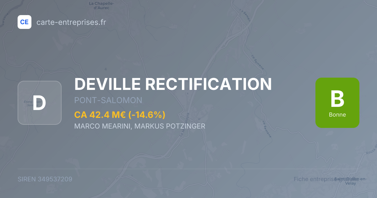 DEVILLE RECTIFICATION — 349537209 — fiche entreprise