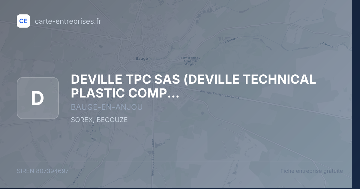 DEVILLE TPC SAS (DEVILLE TECHNICAL PLASTIC COMPONENTS) (DEVILLE TPC) — 807394697 — fiche entreprise