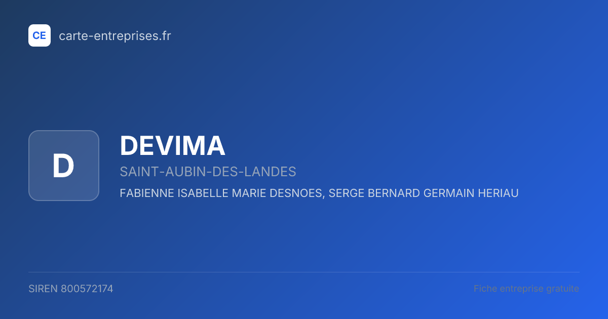 DEVIMA — 800572174 — fiche entreprise
