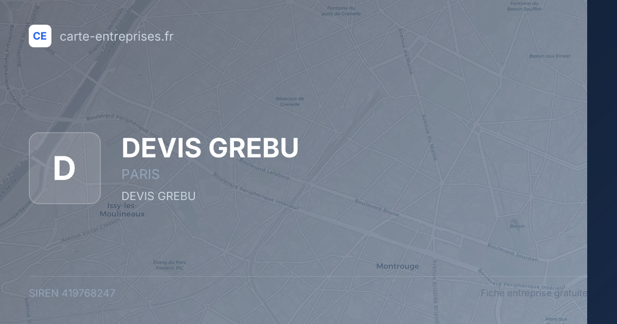 DEVIS GREBU — 419768247 — fiche entreprise