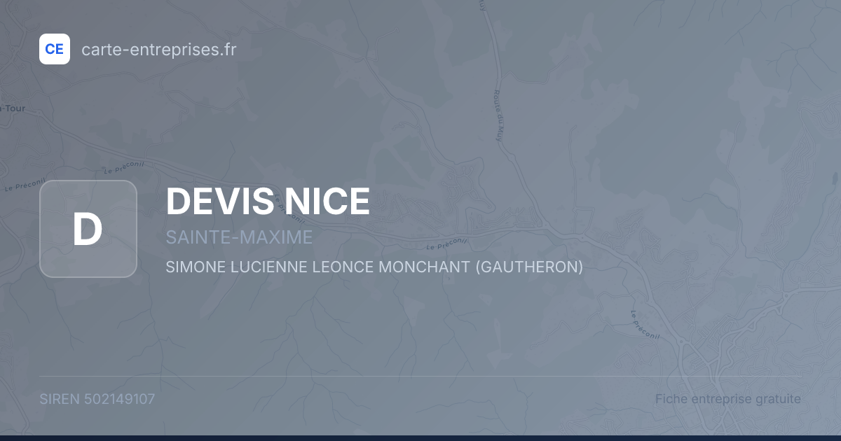 DEVIS NICE — 502149107 — fiche entreprise