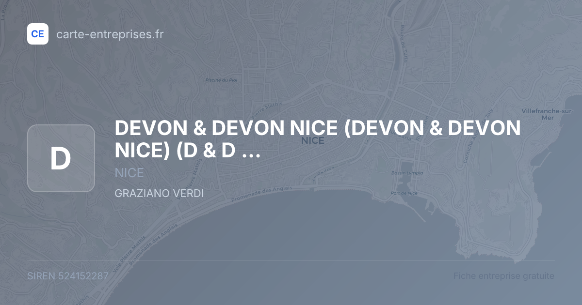 DEVON & DEVON NICE (DEVON & DEVON NICE) (D & D NICE) — 524152287 — fiche entreprise