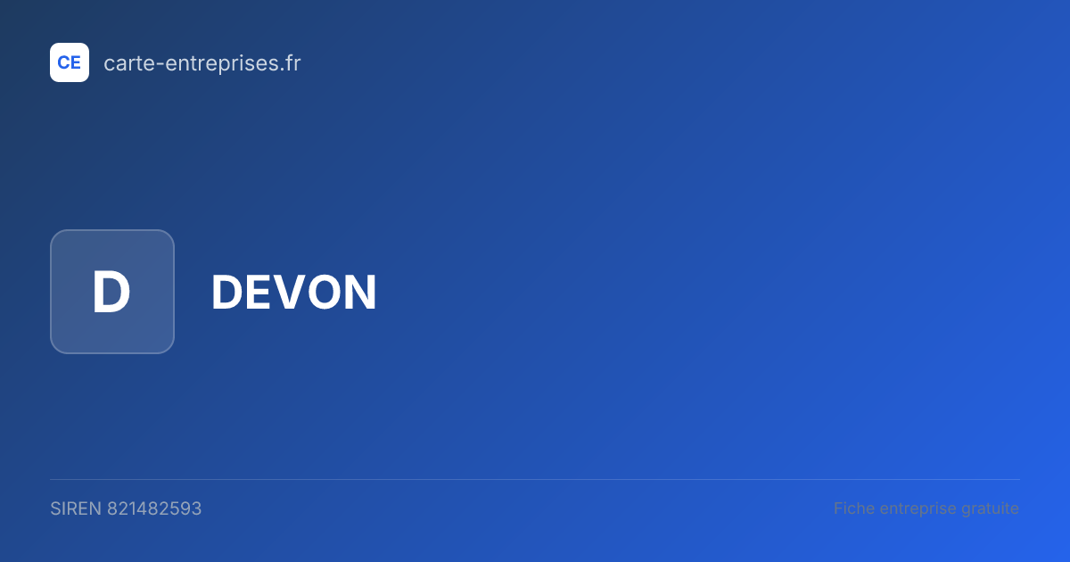 DEVON — 821482593 — fiche entreprise