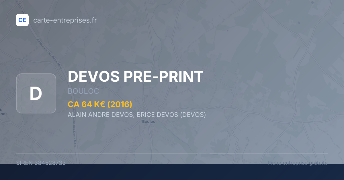 DEVOS PRE-PRINT — 384528733 — fiche entreprise