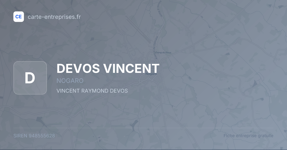 DEVOS VINCENT — 948555628 — fiche entreprise
