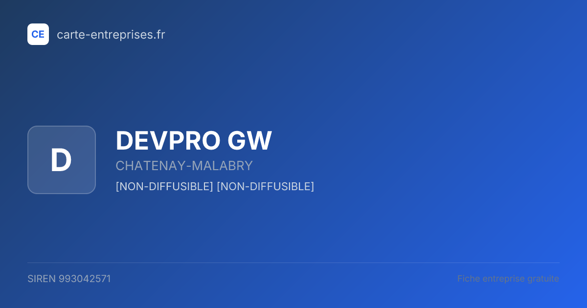 DEVPRO GW — 993042571 — fiche entreprise