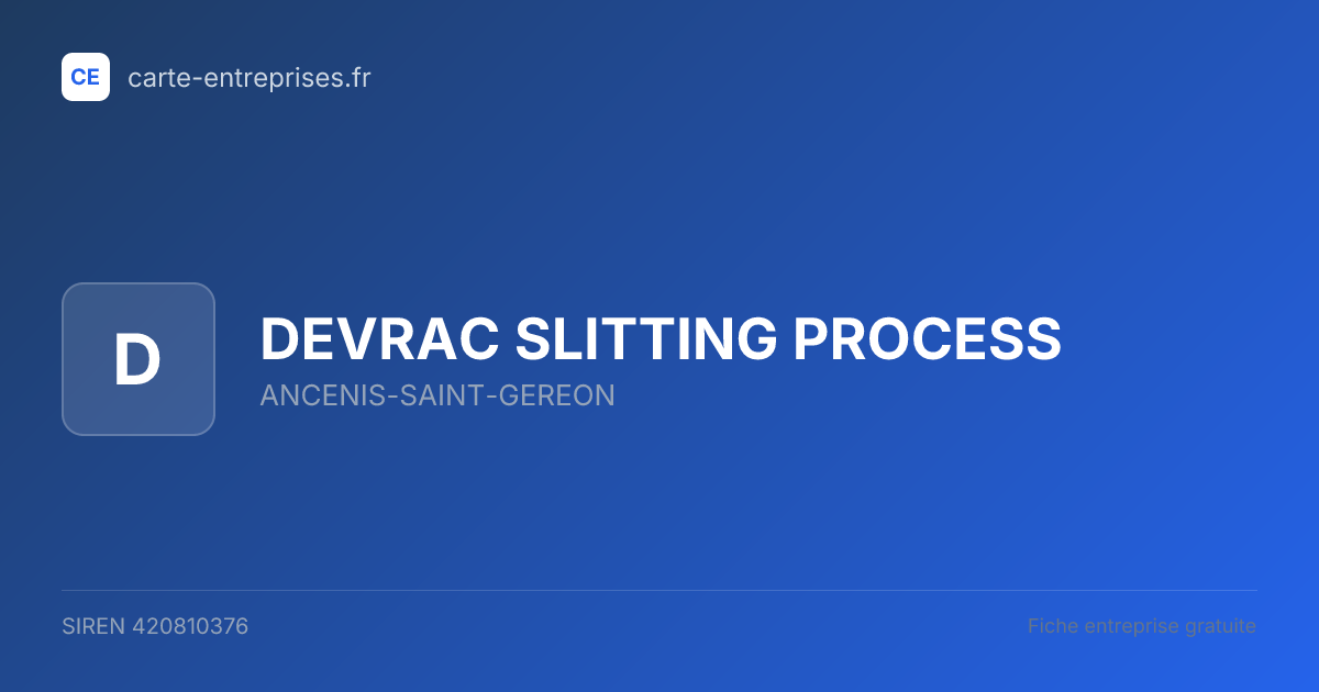 DEVRAC SLITTING PROCESS — 420810376 — fiche entreprise