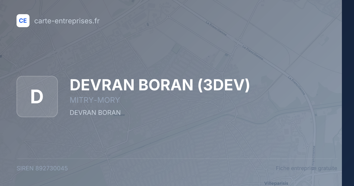 DEVRAN BORAN (3DEV) — 892730045 — fiche entreprise